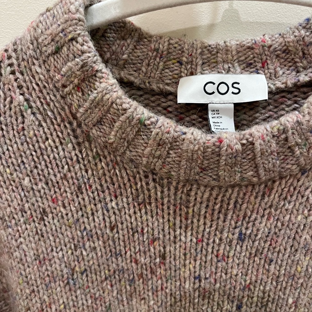 COS Speckled Wool Blend Knit Sweater | Neutral Brown - Picture 2 of 3